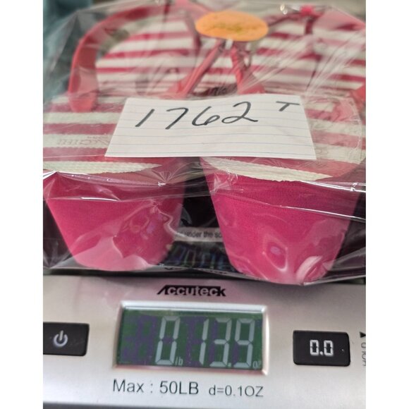 Coach Loralyn Wedge‎ Flip Flop Sandals Striped Pop Pink White Size 7 B - Picture 10 of 10